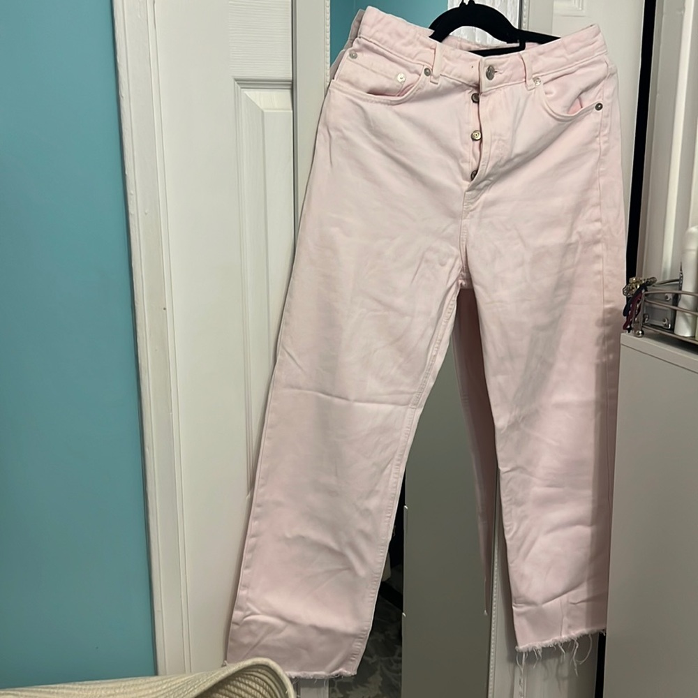 ZARA Pale pink straight leg jeans